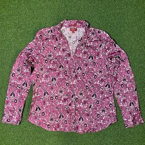 NWOT Talbots Haberdashery Pink Floral Button Shirt